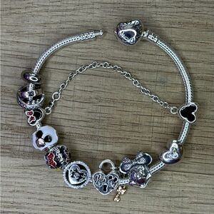 Pandora bracelet 925 silver Ale. Mickey Mouse charm collection + Pandora bag.
